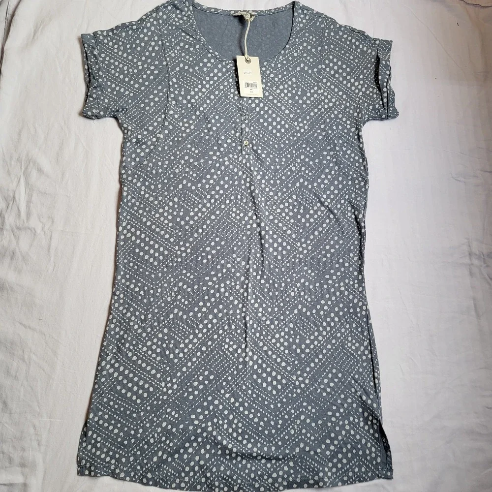 Lucky Brand Brand Dress Women's S/P Blue‎ white Short Sleeve Casual Henley